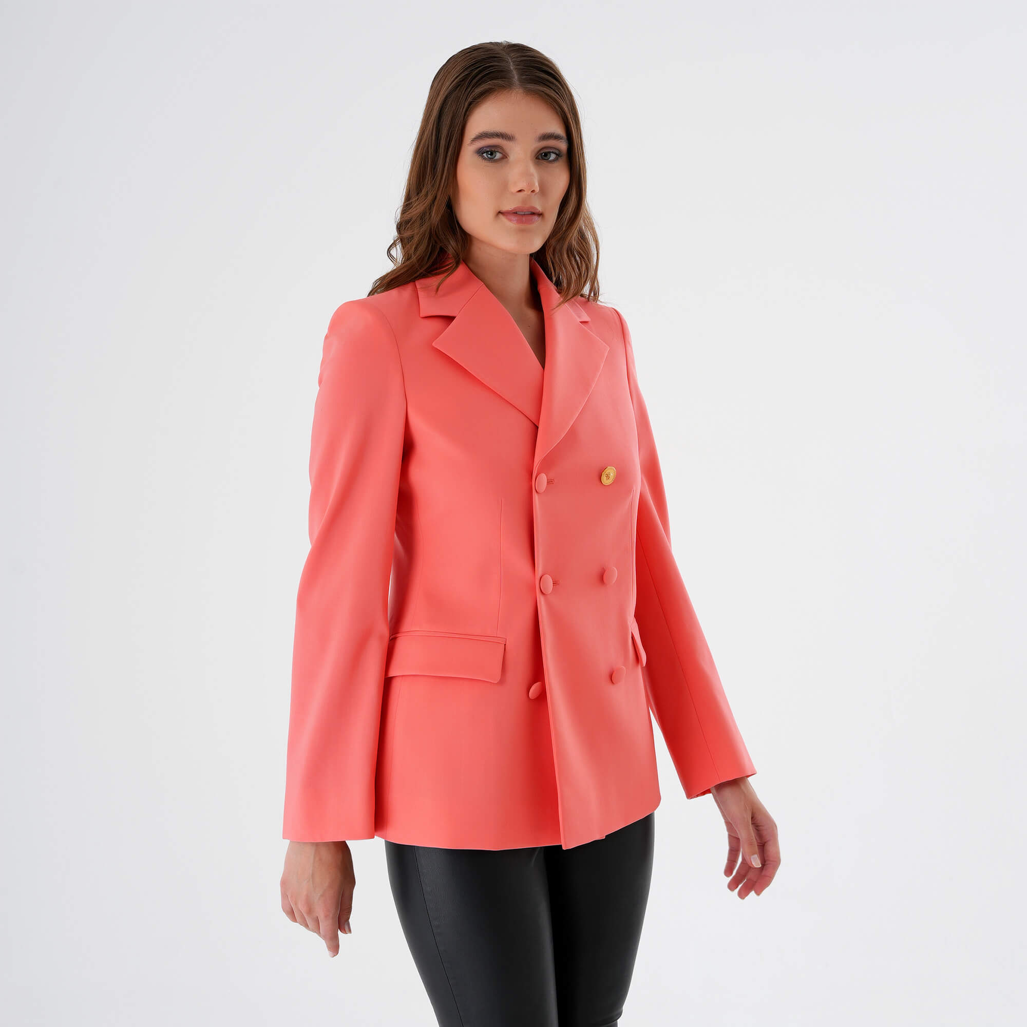 Versace - Pink Iconic 6 Button Virgin Wool Blazer IT42